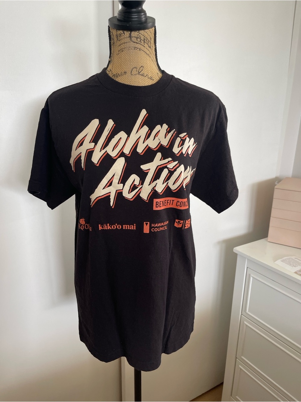 American Apparel Black 'Aloha in Action' Graphic Tee